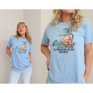 1980's Vintage "Go Ahead Everyone Else Does!" Glitter T-Shirt ~ Women's MD LG XL